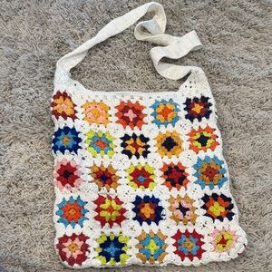 Multicolor Granny Squares Crochet Tote Bag